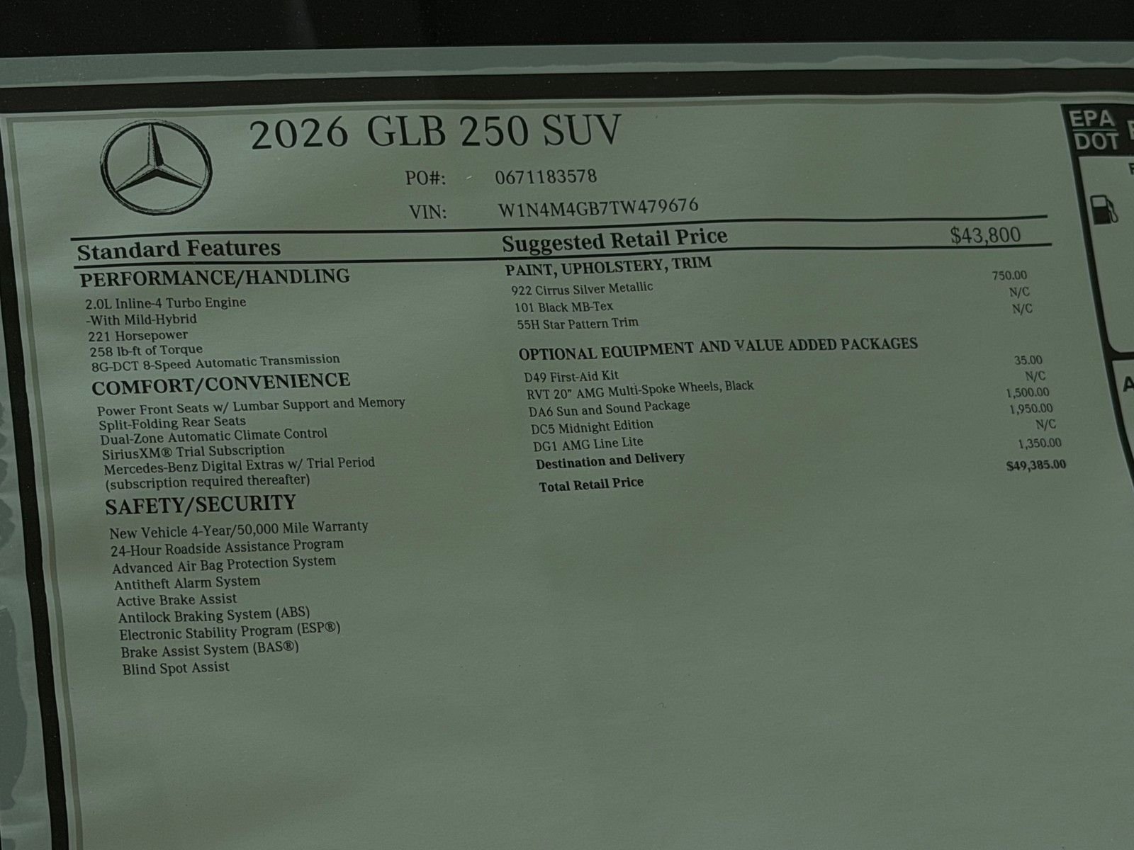 New 2026 Cirrus Silver Metallic Mercedes-Benz GLB 250 image 22