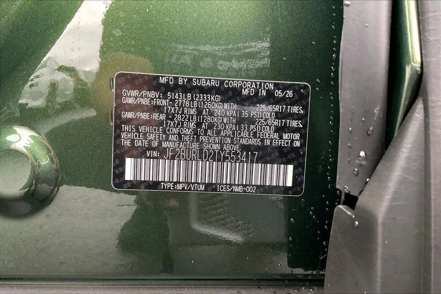 New 2026 Deep Emerald Green Pearl Subaru Wilderness image 19