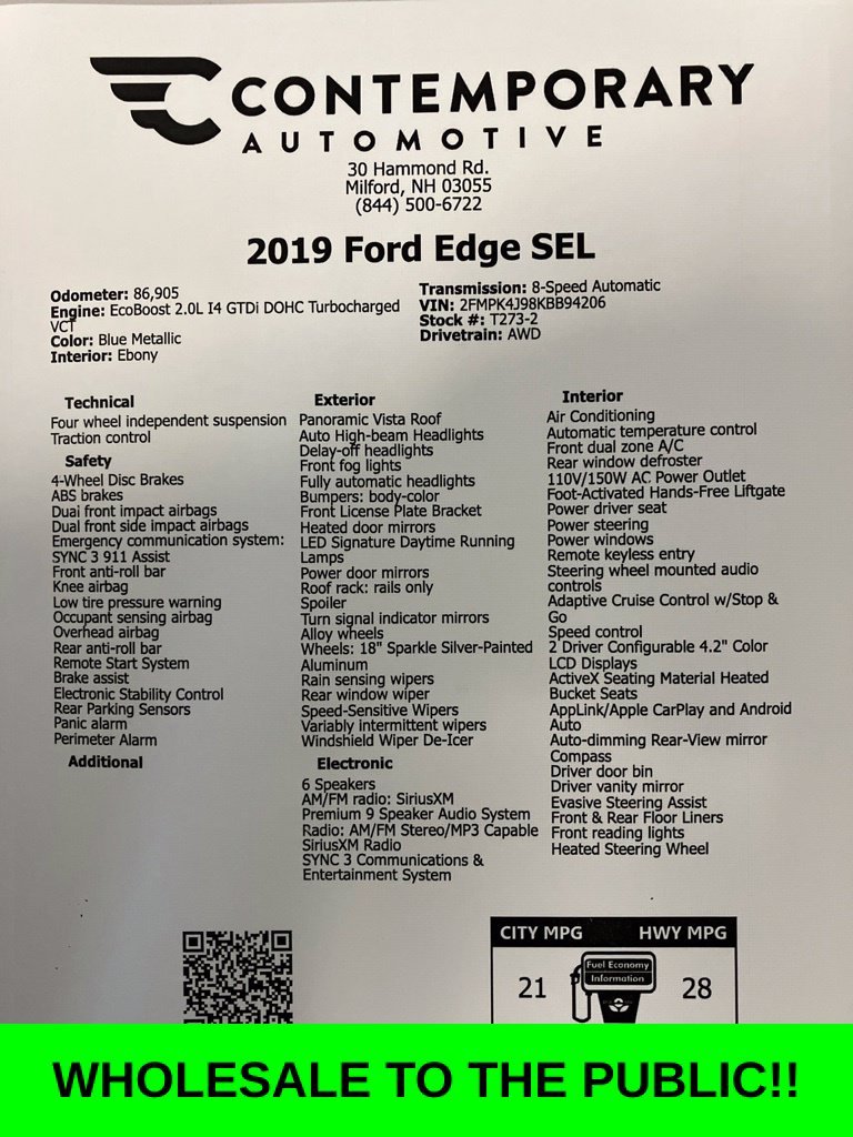 Used 2019 Blue Ford SEL image 29
