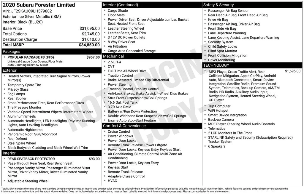 Used 2020 Silver Subaru Limited image 7