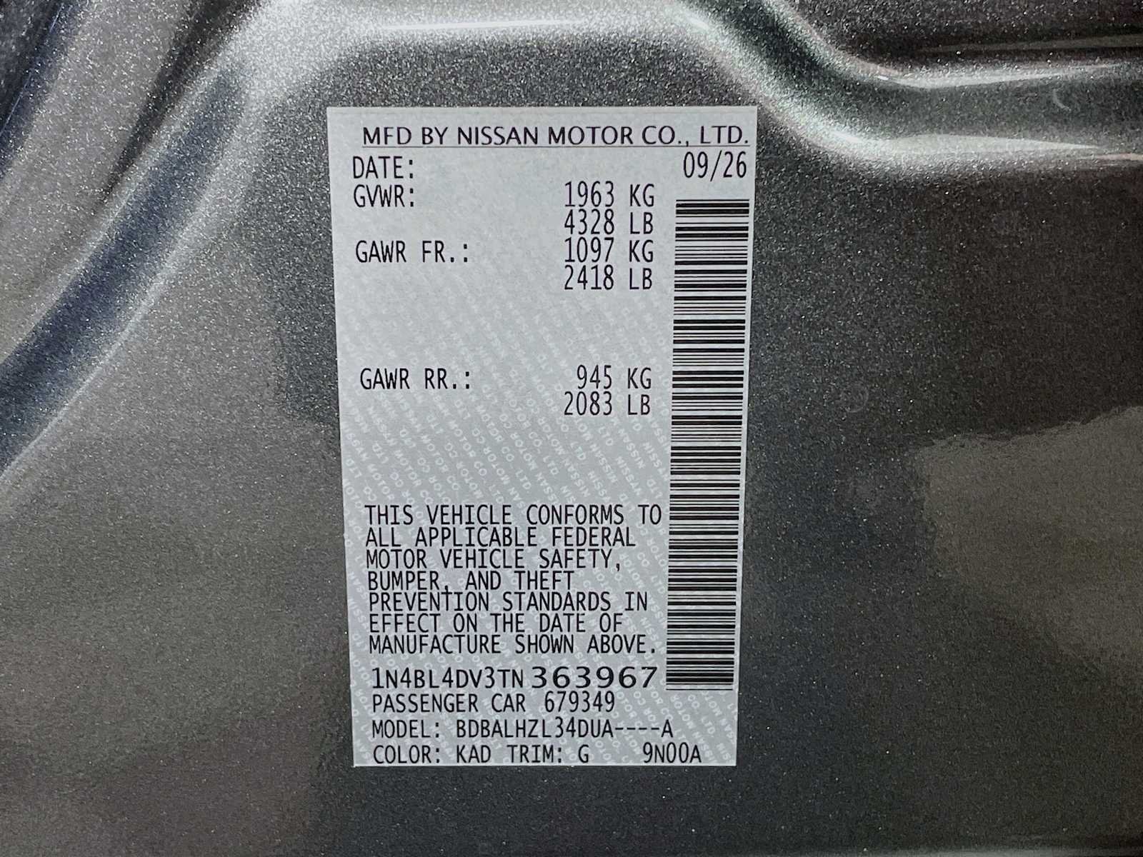 New 2026 Gun Metallic Nissan SV image 6