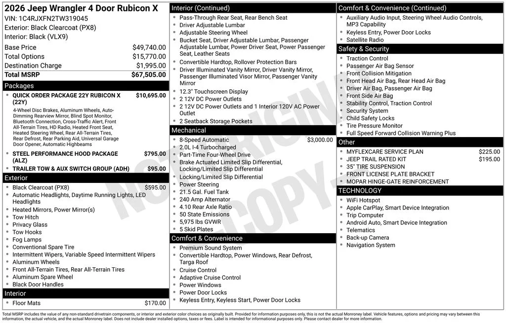 New 2026 Black Jeep Rubicon X image 40