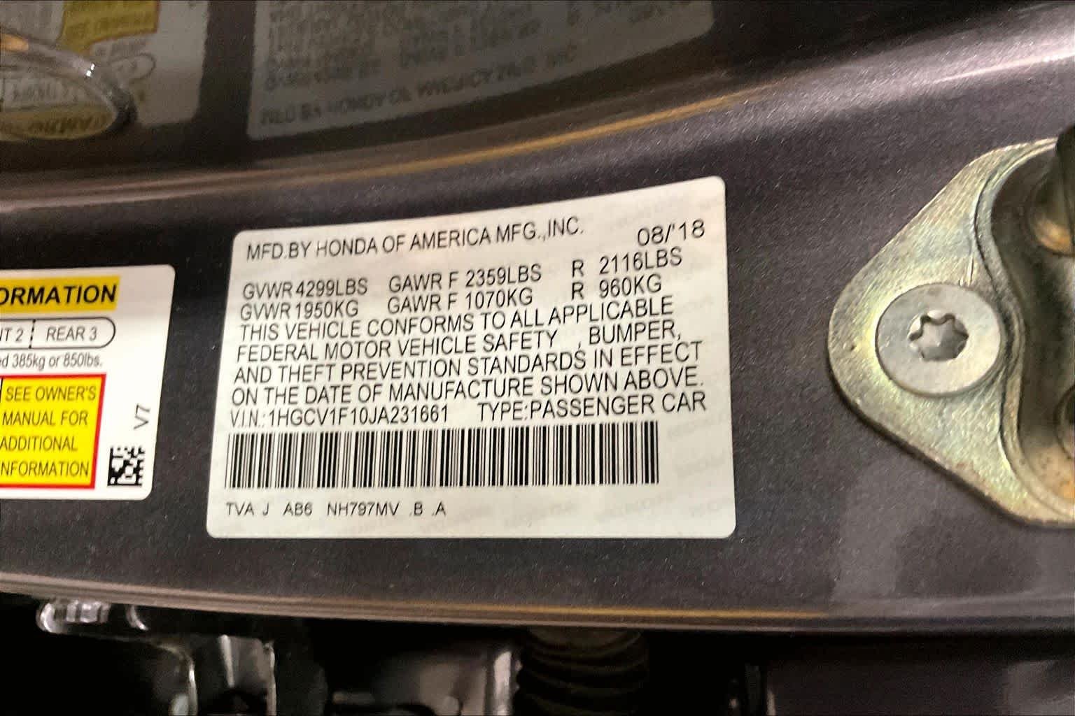 Used 2018 Modern Steel Metallic Honda LX 1.5T image 35