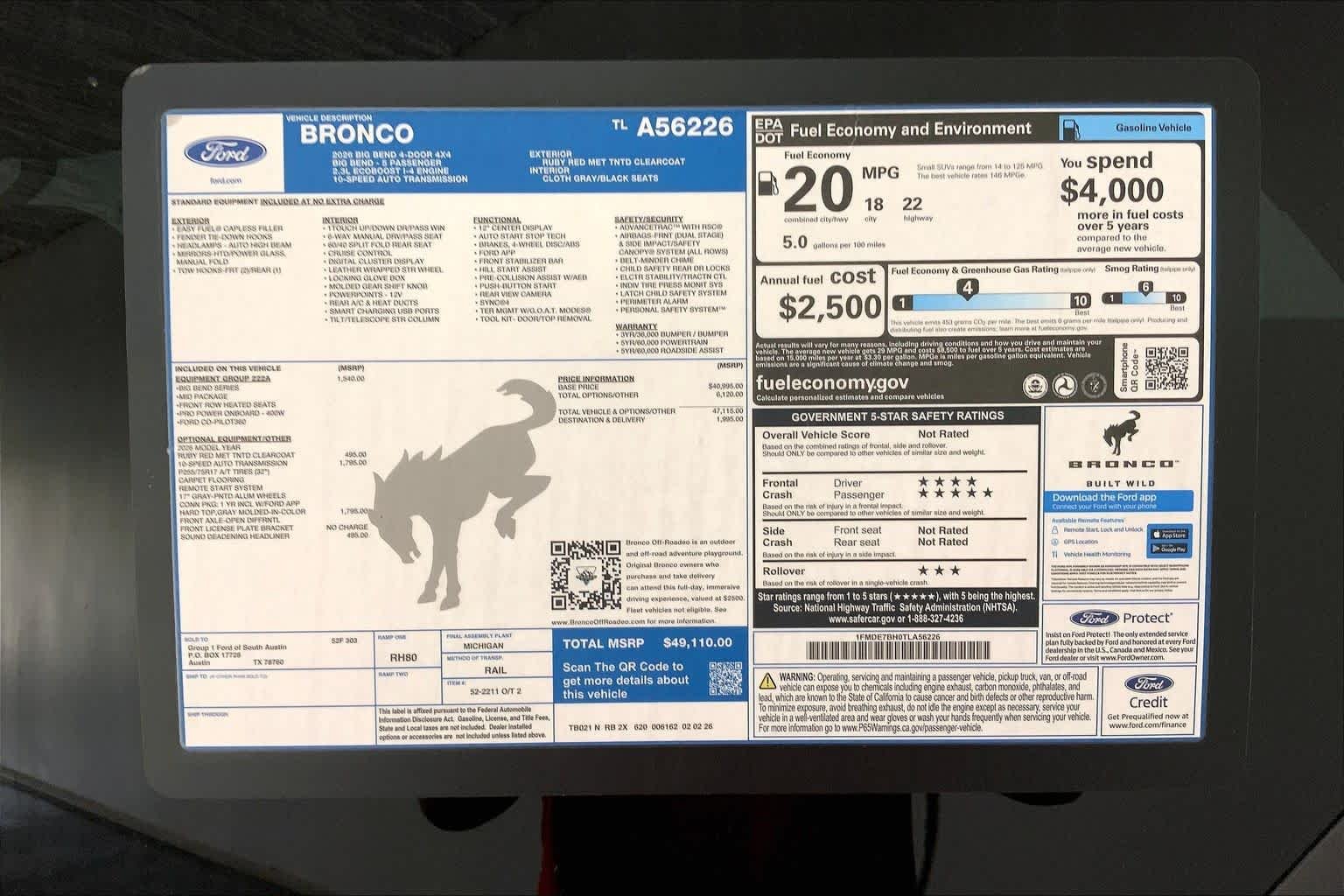 New 2026 Ruby Red Metallic Tinted Clearcoat Ford Big Bend® image 21