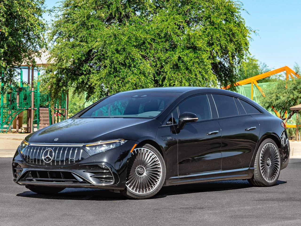 Used 2022 Obsidian Black Metallic Mercedes-Benz AMG® EQS image 1