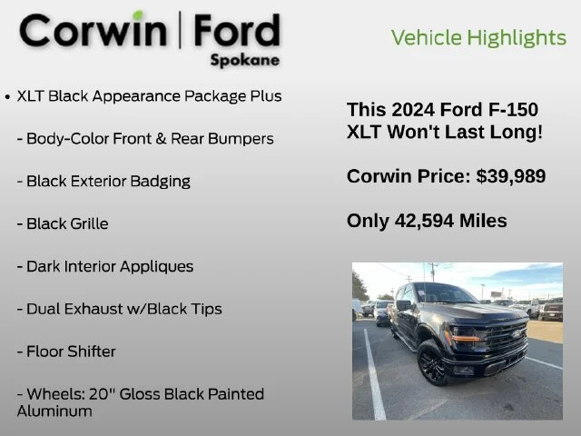 Used 2024 Agate Black Metallic Ford XLT image 6