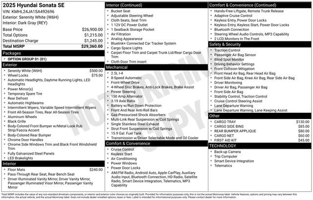 Used 2025 White Hyundai SE image 24
