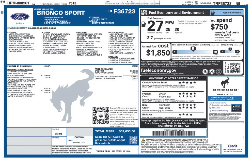 New 2026 Oxford White Ford Big Bend® image 6