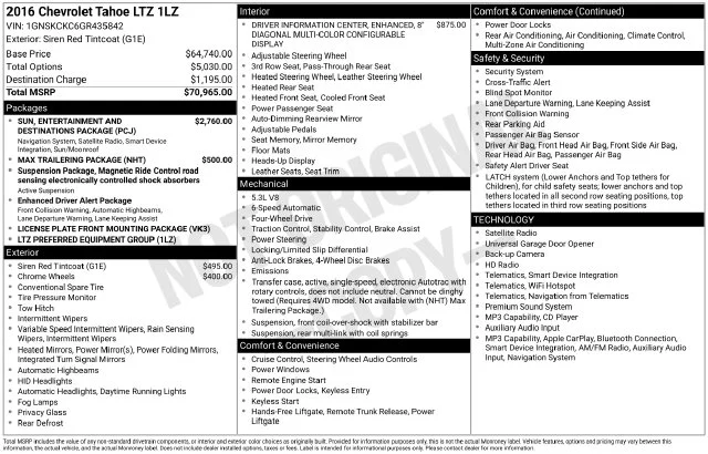 Used 2016 Red Tintcoat Chevrolet LTZ image 17