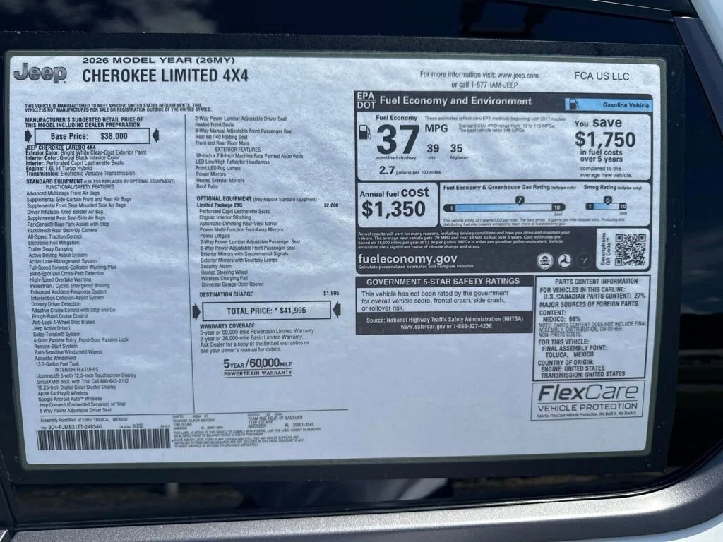 New 2026 Bright White Clear-Coat Exterior Paint Jeep Limited image 13