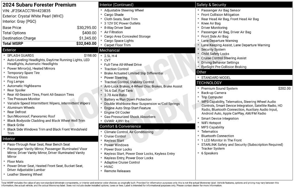 Certified Used 2024 White Subaru Premium image 7