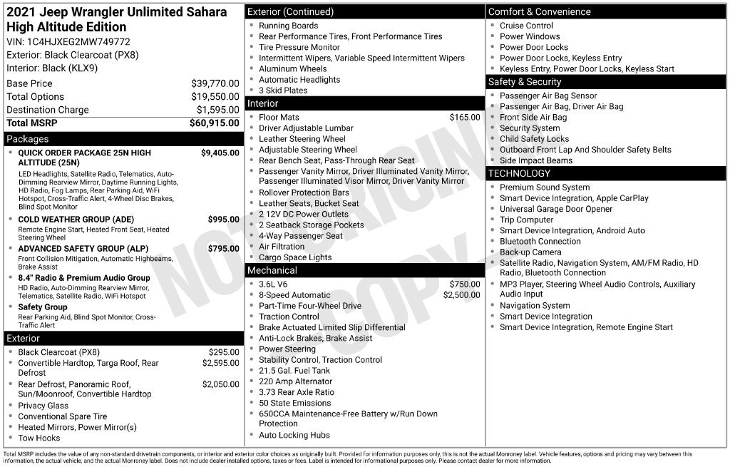Used 2021 Black Jeep Unlimited Sahara High Altitude image 22