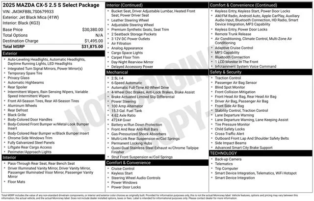 Used 2025 Jet Black Mica Mazda 2.5 S Select Package image 38