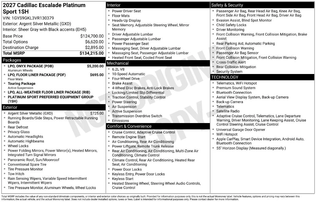 New 2027 Silver Cadillac Platinum Sport image 2
