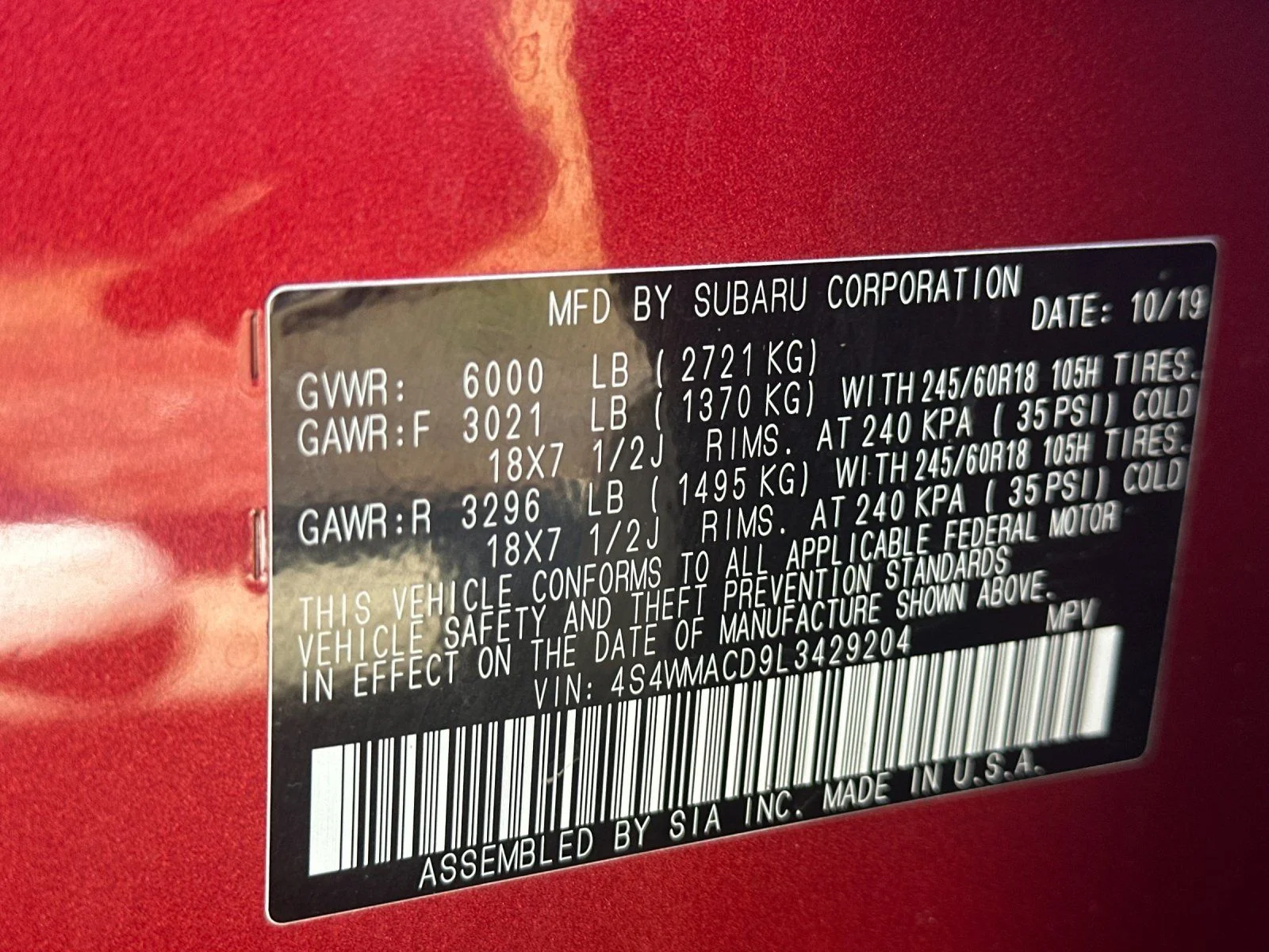 Used 2020 Red Subaru Premium image 35