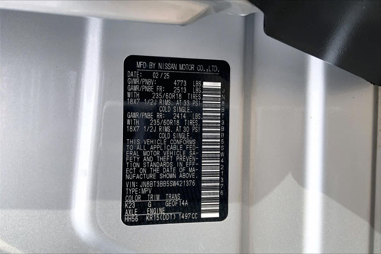 Used 2025 Brilliant Silver Metallic Nissan SV image 58