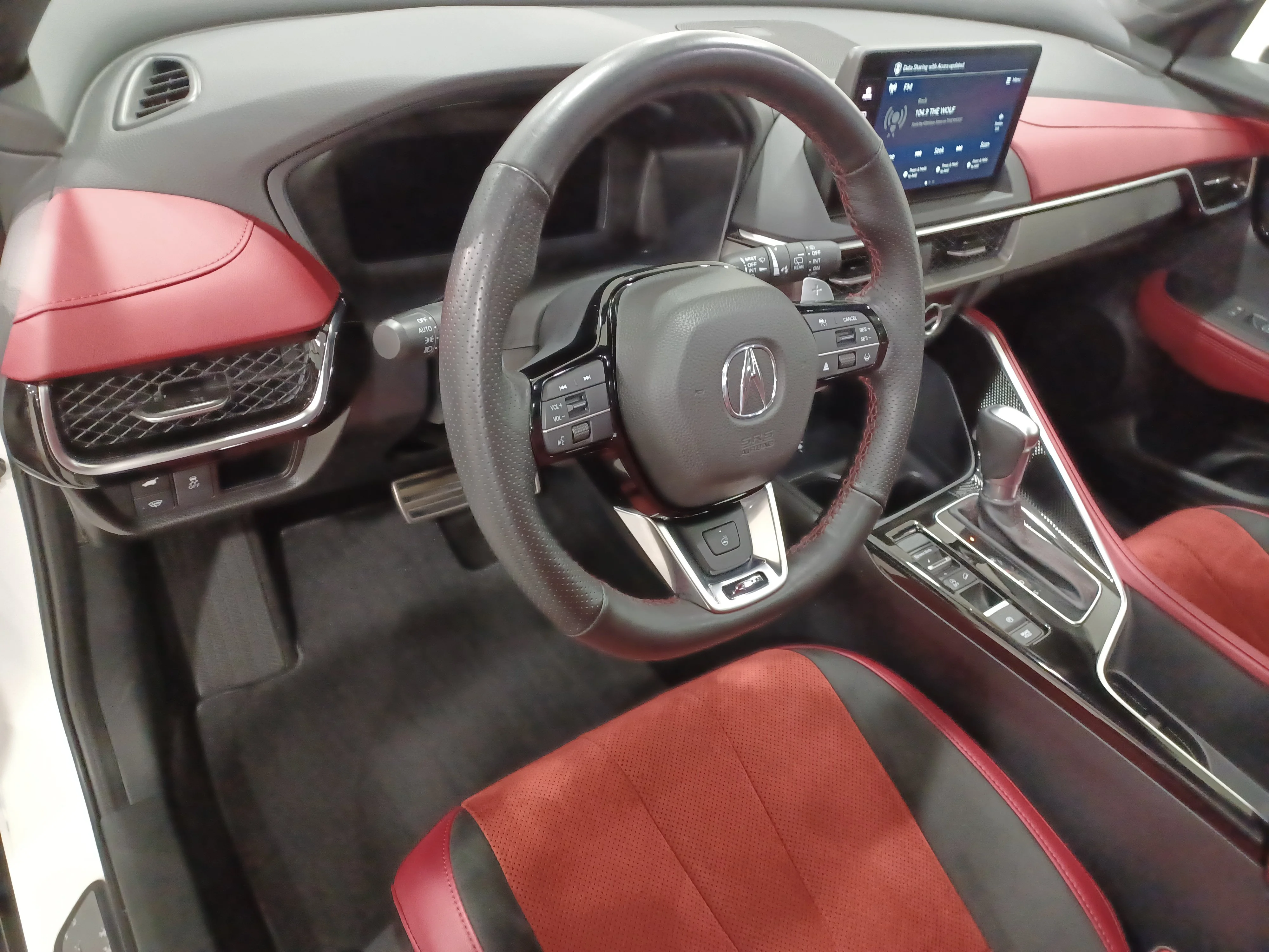 Certified Used 2025 Platinum White Pearl Acura A-Spec AWD*Adaptive Cruise | Remote Start | Cooled Red Suede Seats | Pano Roof | Htd Wheel | CarPlay image 14