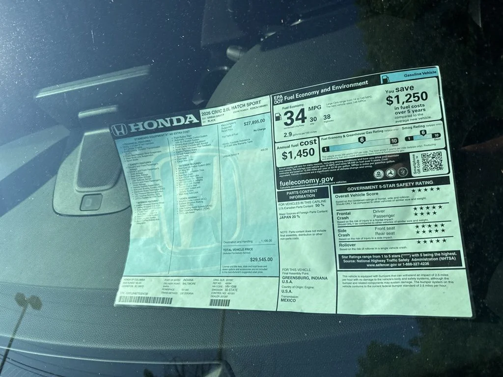 New 2026 Urban Gray Pearl Honda Sport image 11