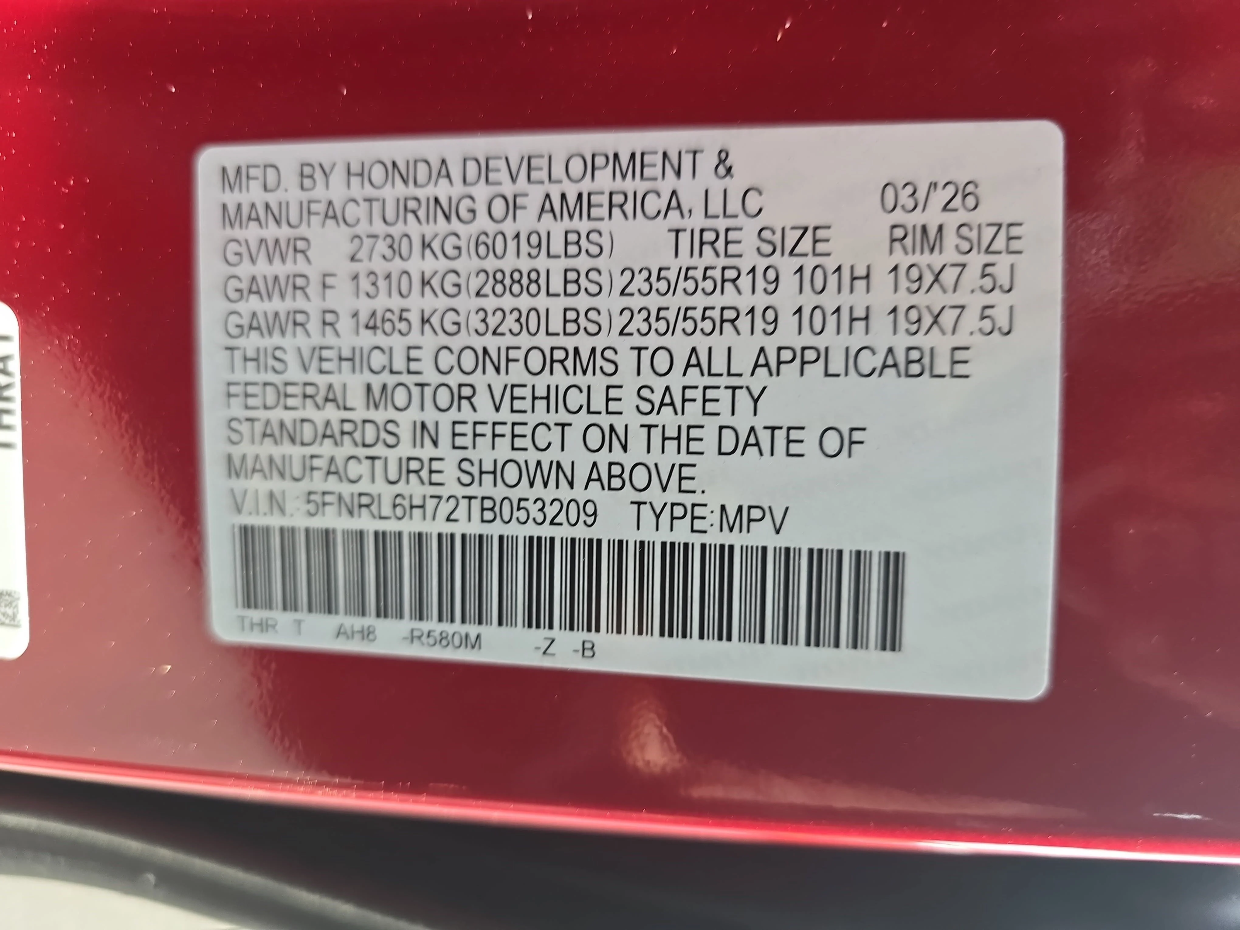 New 2026 Radiant Red Metallic II Honda Sport-L image 38