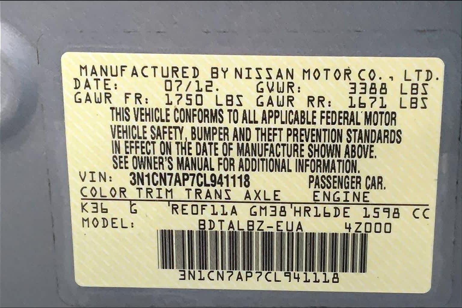 Used 2012 Magnetic Gray Metallic Nissan SV image 28