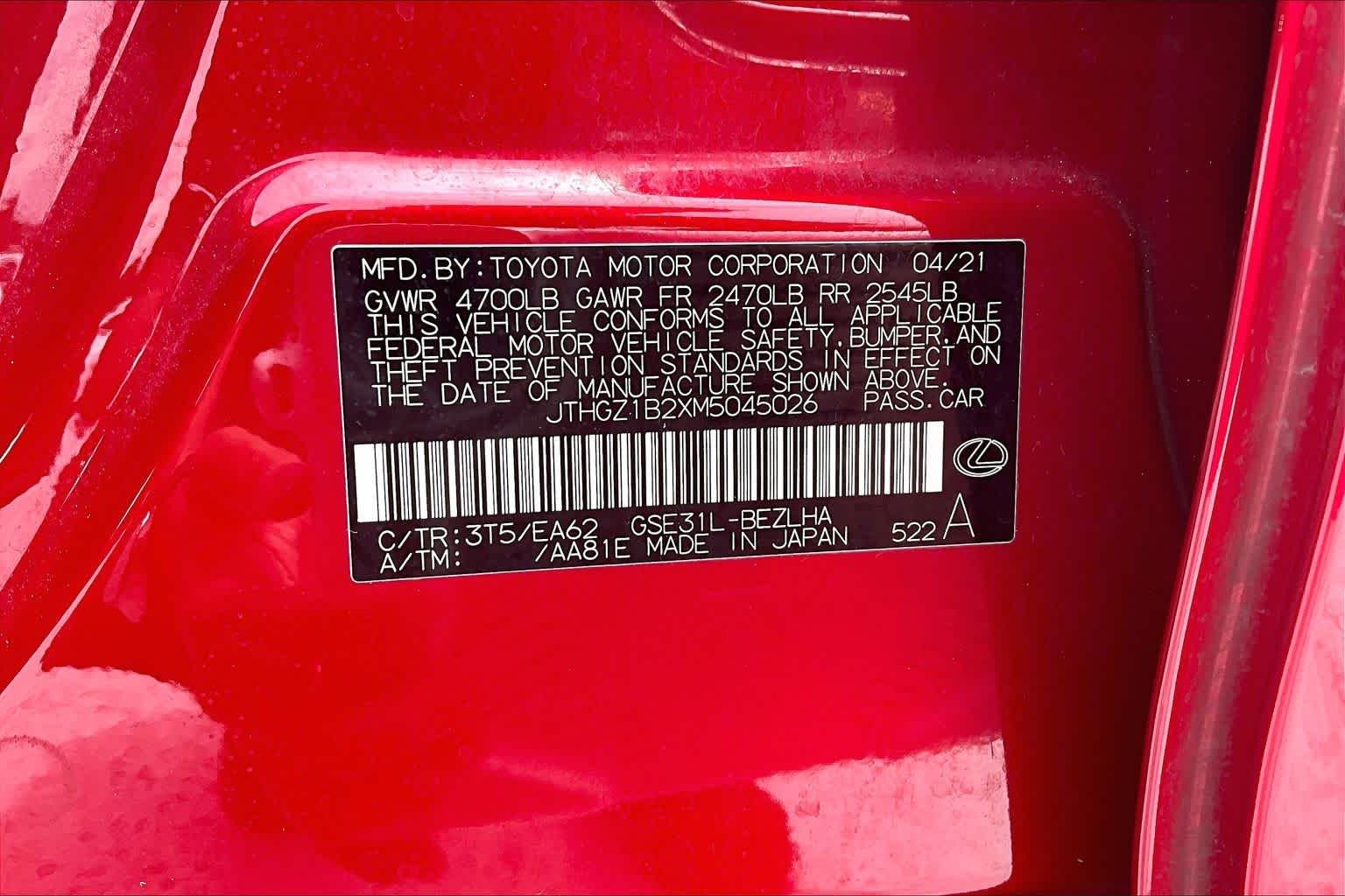 Used 2021 Infrared Lexus F SPORT image 30