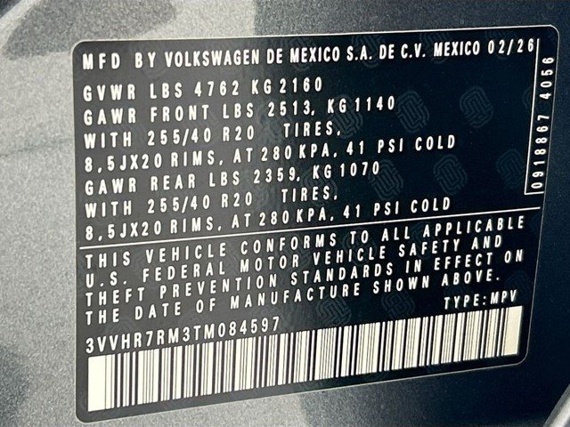 New 2026 Platinum Gray Metallic Volkswagen 2.0T SE R-Line Black image 33