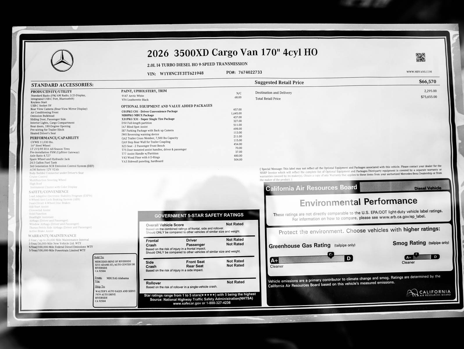 New 2026 Arctic White Mercedes-Benz 3500XD High Roof I4 Diesel HO 170 RWD image 27