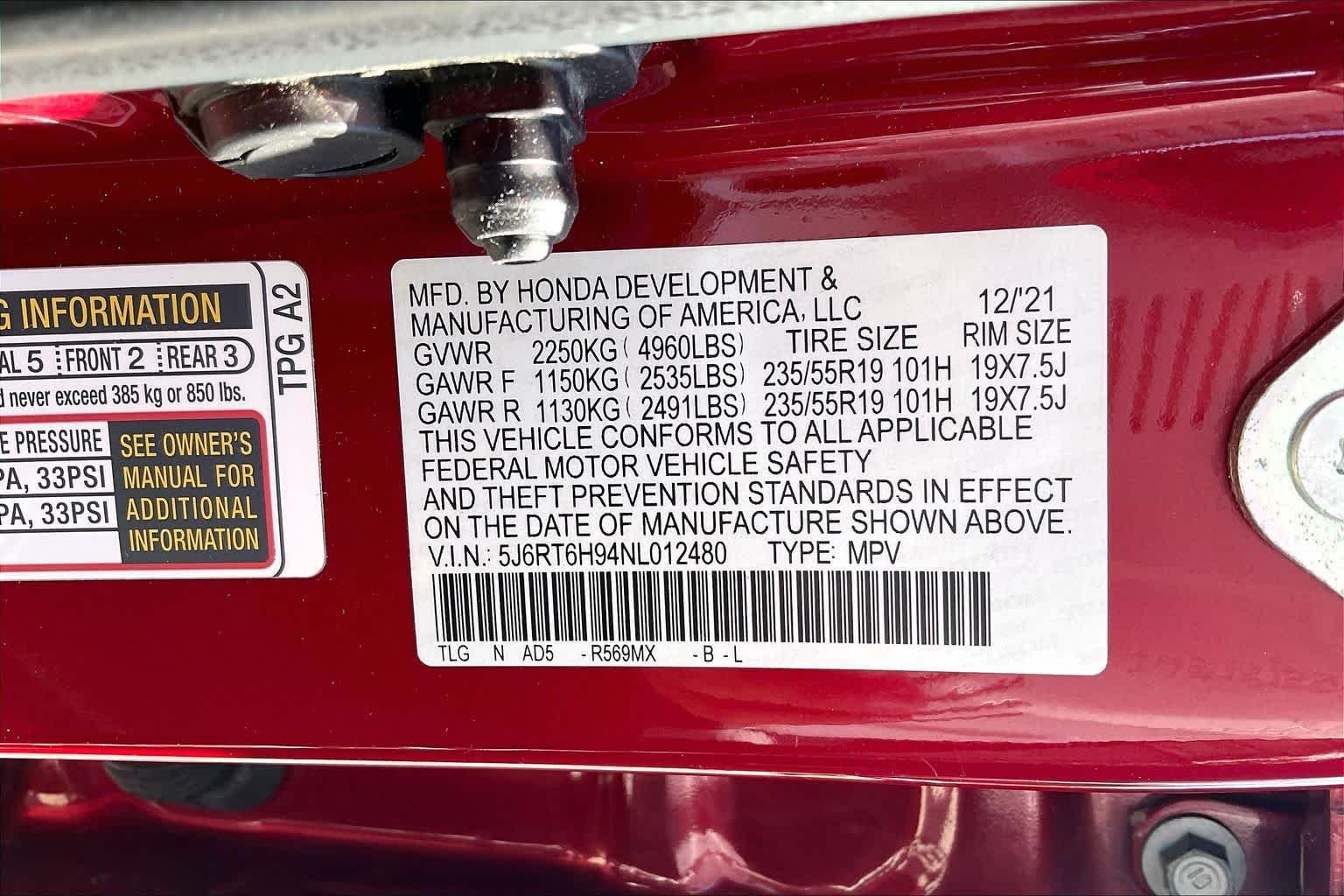 Used 2022 Radiant Red Metallic Honda Touring image 33