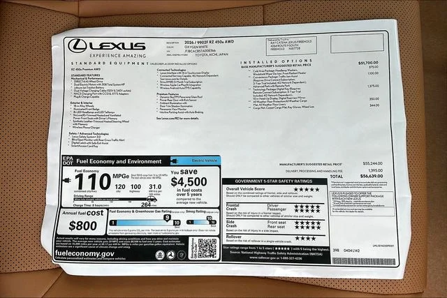 New 2026 White Lexus 450e Premium image 14