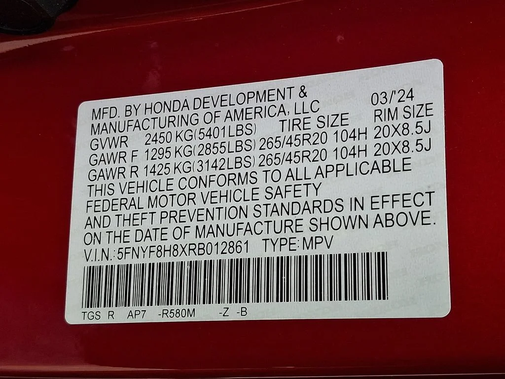 Used 2024 Red Honda AWD Black image 28