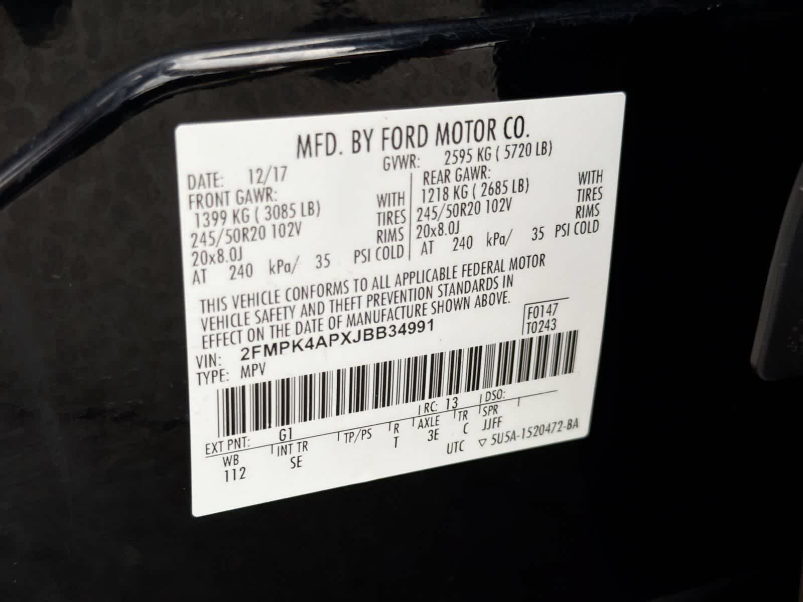 Certified Used 2018 Shadow Black Ford Sport image 38