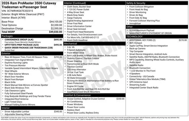 New 2026 Bright White Clear-Coat Exterior Paint RAM Low Roof image 14