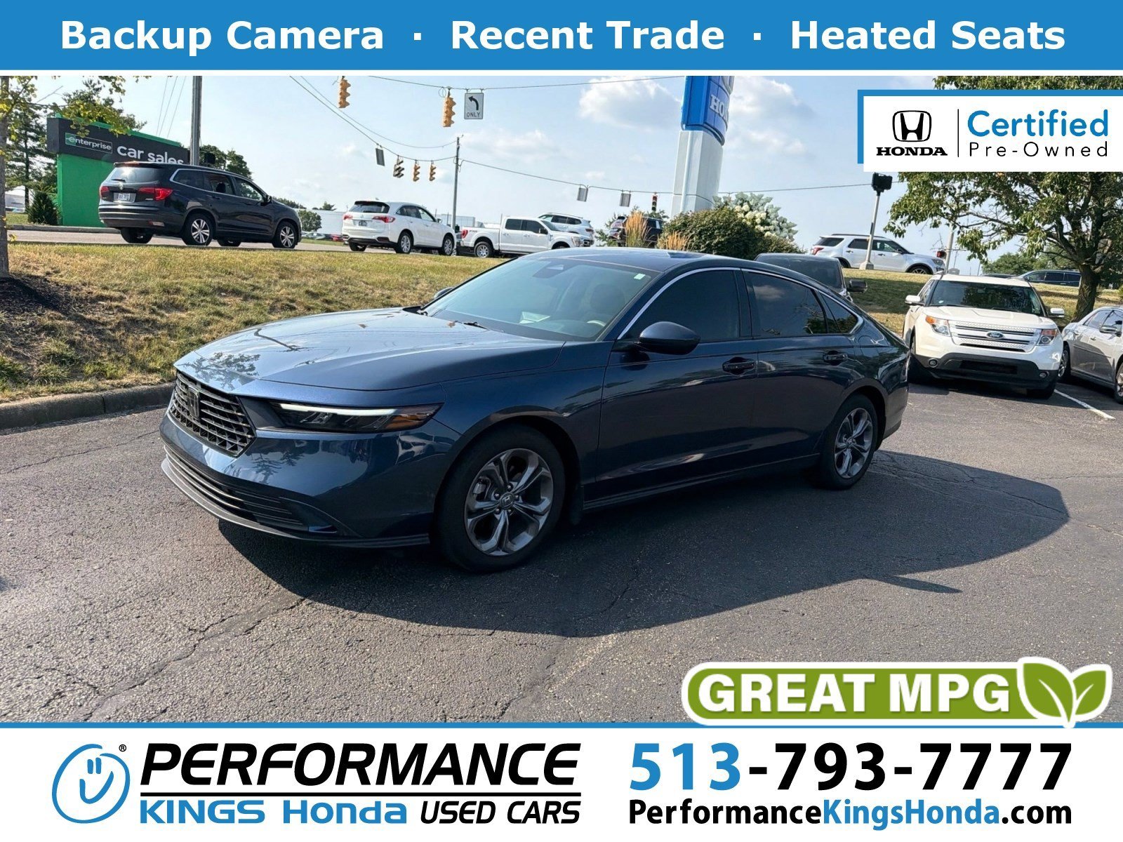 Certified Used 2024 Canyon River Blue Metallic Honda EX image 1
