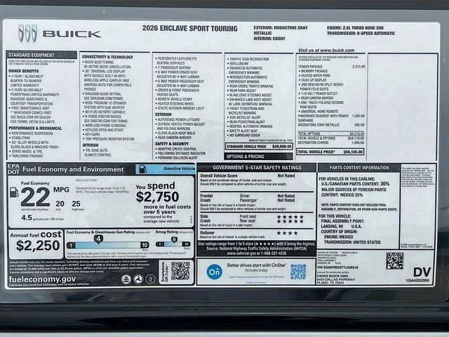 New 2026 Moonstone Gray Metallic Buick Sport Touring image 21