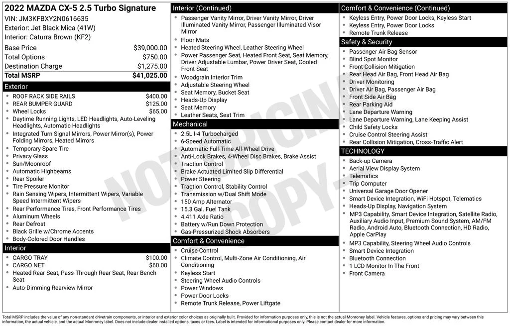 Certified Used 2022 Black Mazda 2.5 Turbo Signature image 22
