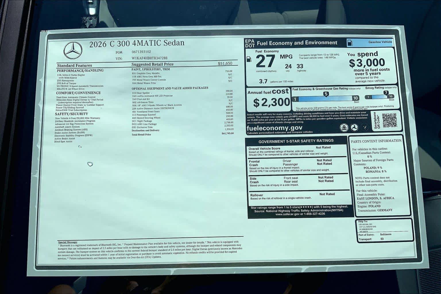 New 2026 Graphite Grey Metallic Mercedes-Benz C 300 image 26