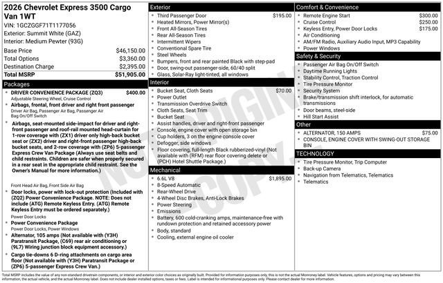 New 2026 Summit White Chevrolet 1WT image 3