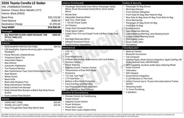 New 2026 Classic Silver Metallic Toyota  LE image 32