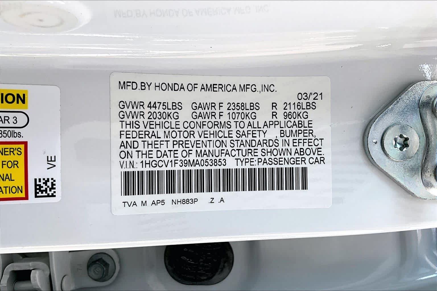 Used 2021 Platinum White Pearl Honda Sport image 34