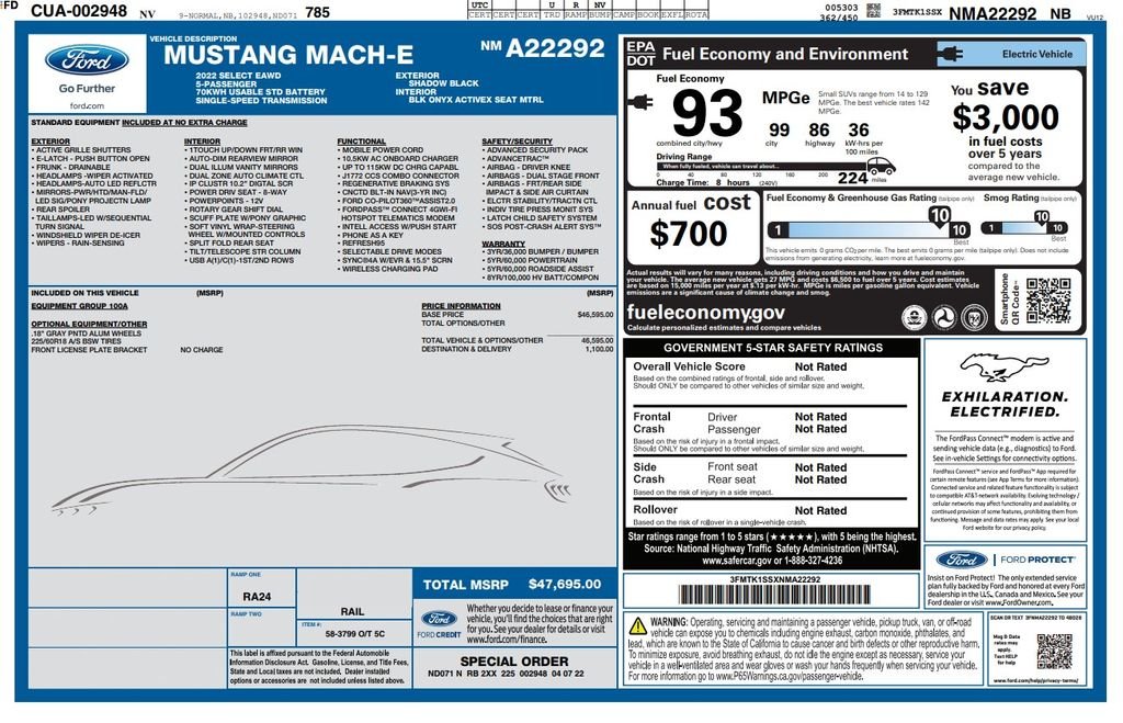 Used 2022 Ford Mustang Mach-E Select AWD with VIN 3FMTK1SSXNMA22292 for sale in Phoenix, AZ