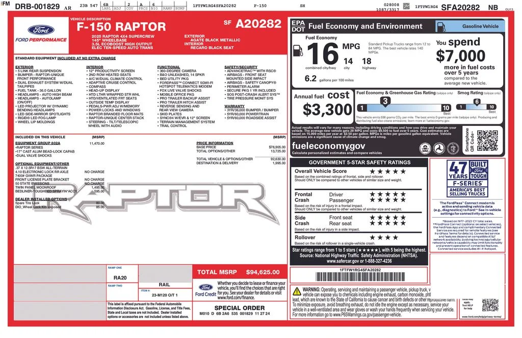 Used 2025 Black Metallic Ford Raptor image 10