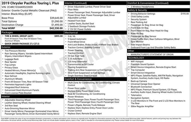 Used 2019 Crystal Metallic Chrysler Touring L Plus image 41