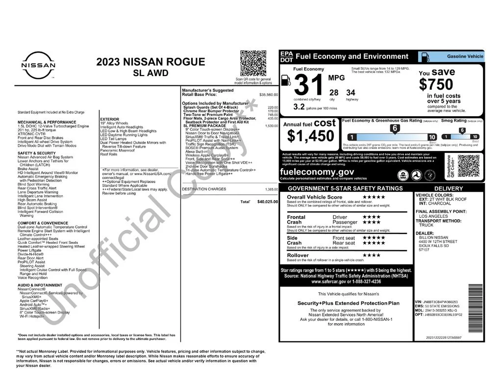 Used 2023 White Nissan SL image 4
