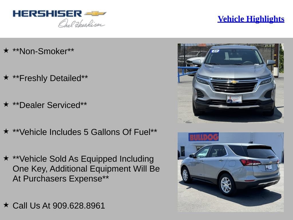 Used 2023 Chevrolet Equinox LT with VIN 3GNAXUEG7PS166961 for sale in Chino, CA