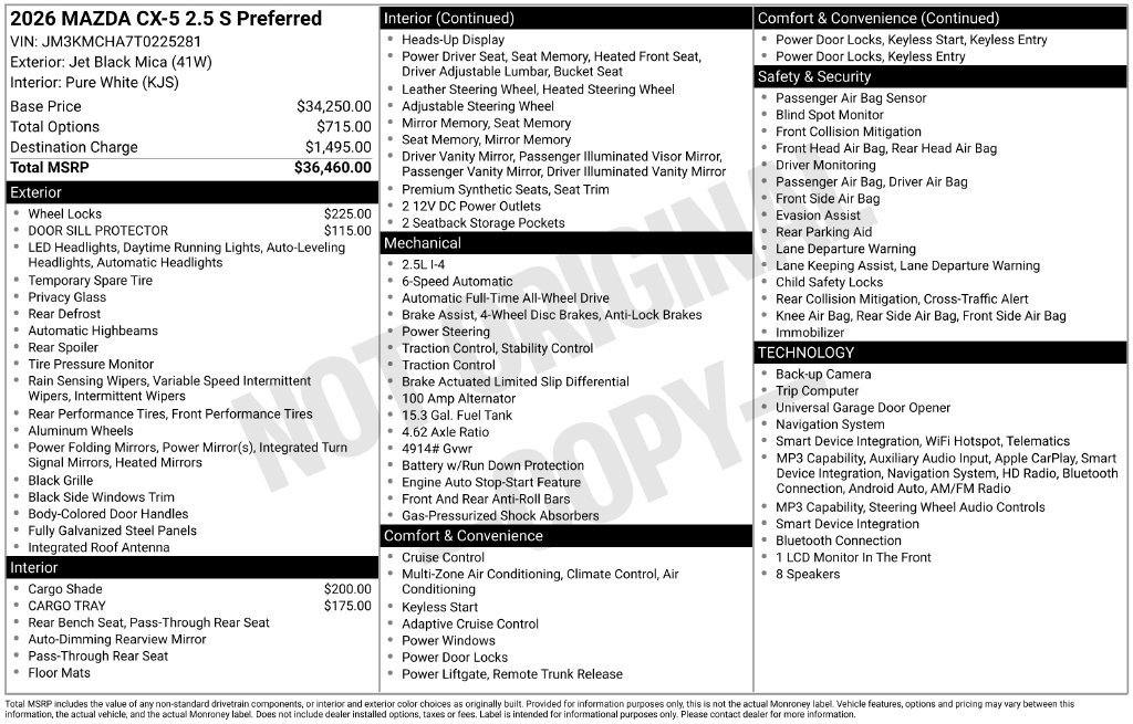 New 2026 Jet Black Mica Mazda 2.5 S Preferred AWD image 3