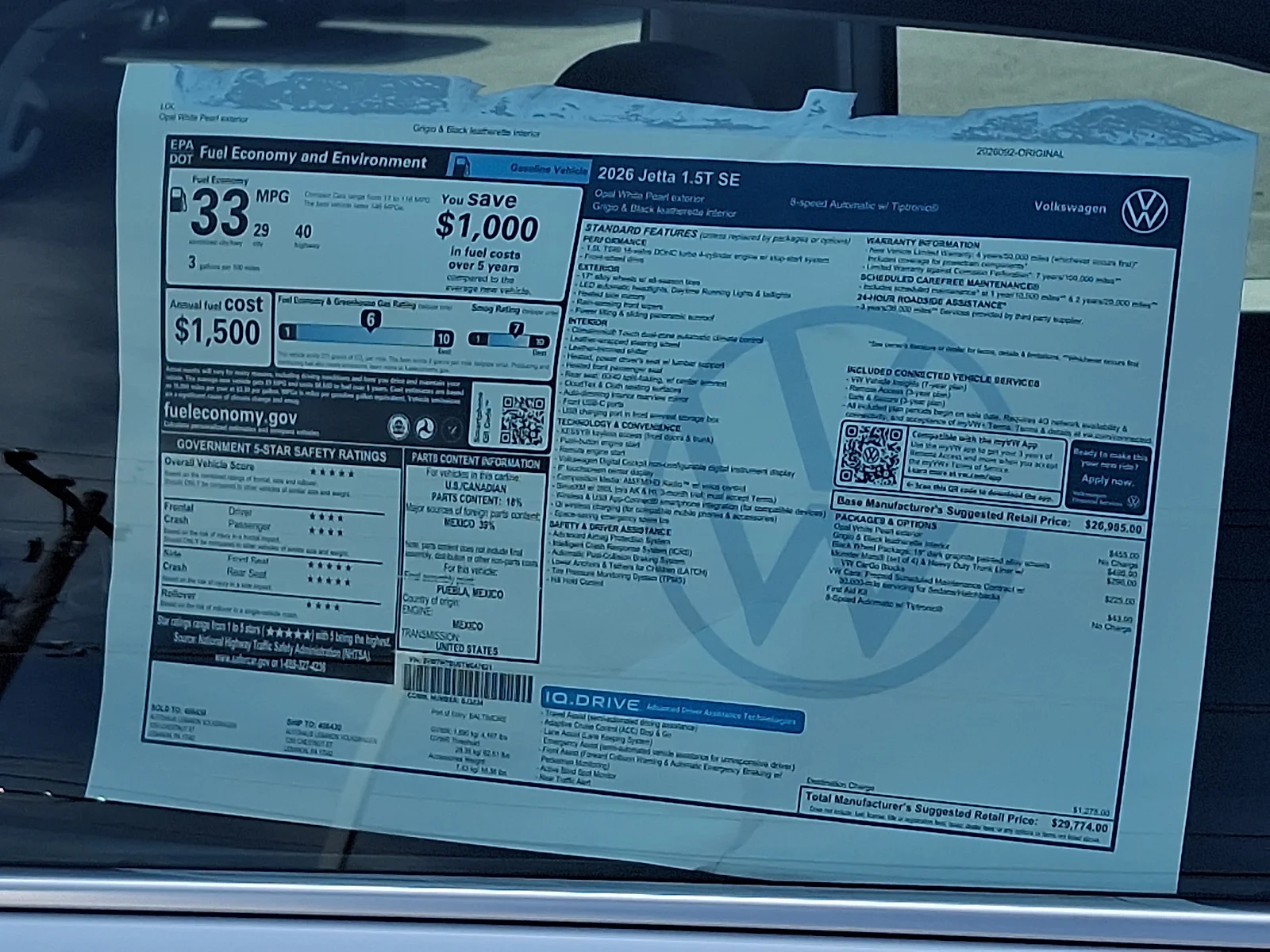 New 2026 Opal White Pearl - 0P0P Volkswagen SE image 12