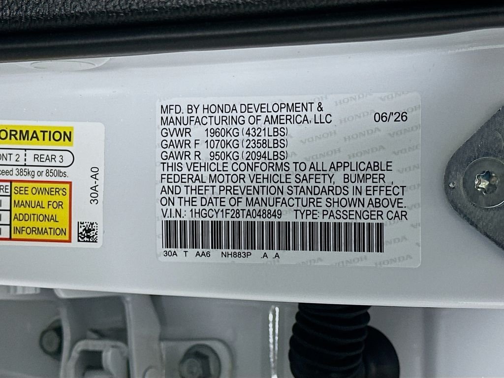 New 2026 Platinum White Pearl Honda LX image 23