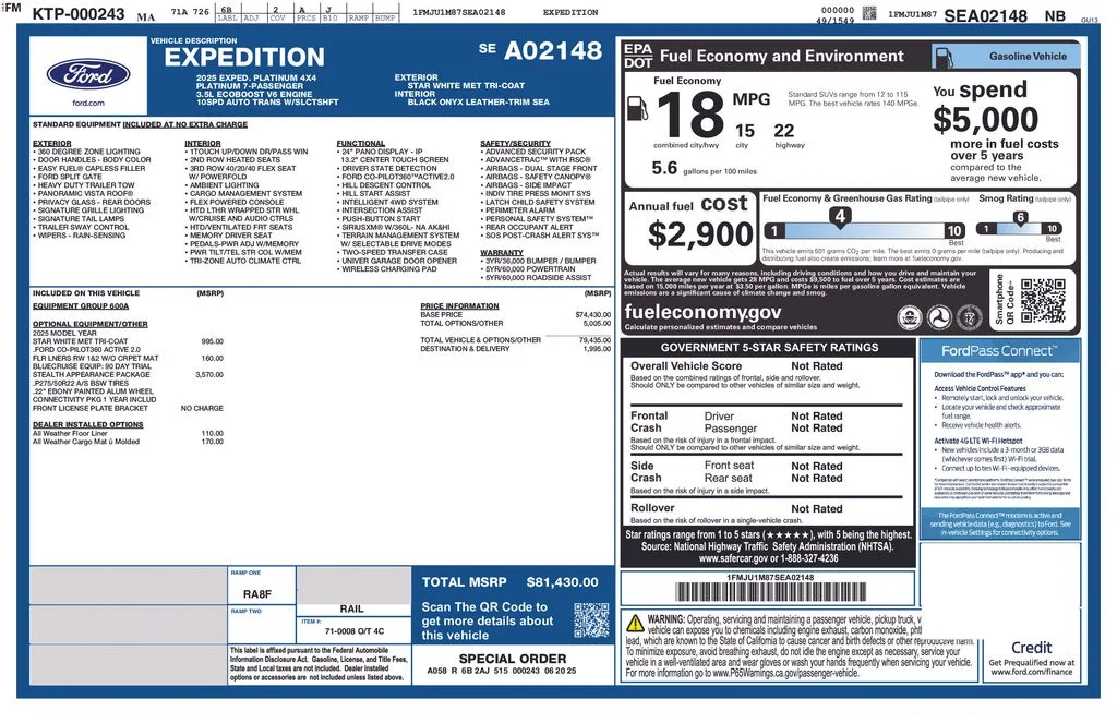 Used 2025 White Metallic Ford Platinum image 38