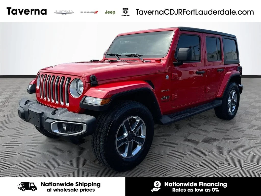 Used 2022 Red Jeep Unlimited Sahara image 1