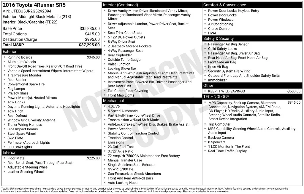 Used 2016 Black Toyota SR5 image 2
